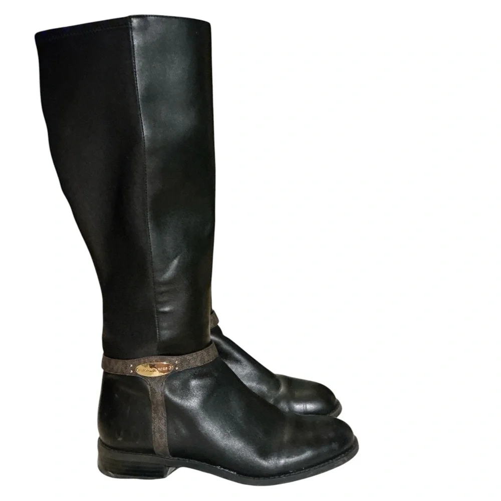 Michael Kors Black Over-the-Knee Leather Boots - Picture 2 of 5